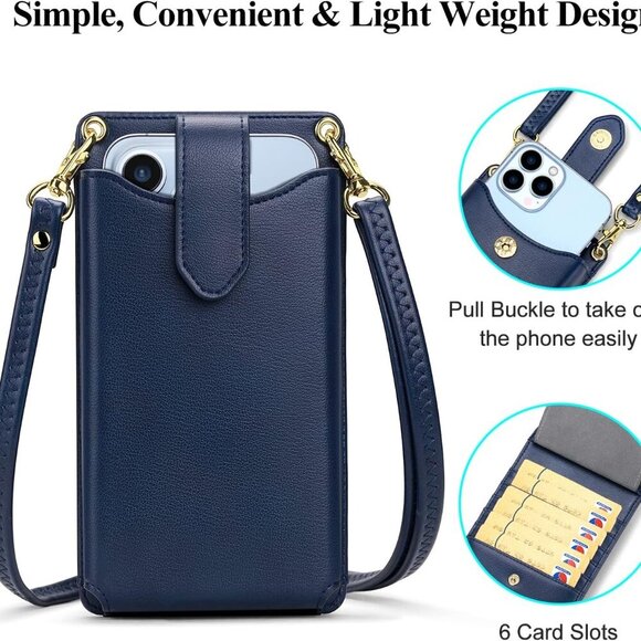 Small Crossbody Cell Phone Purse for Women Vegan Leather Crossbody Phone Bag wit - Picture 3 of 7